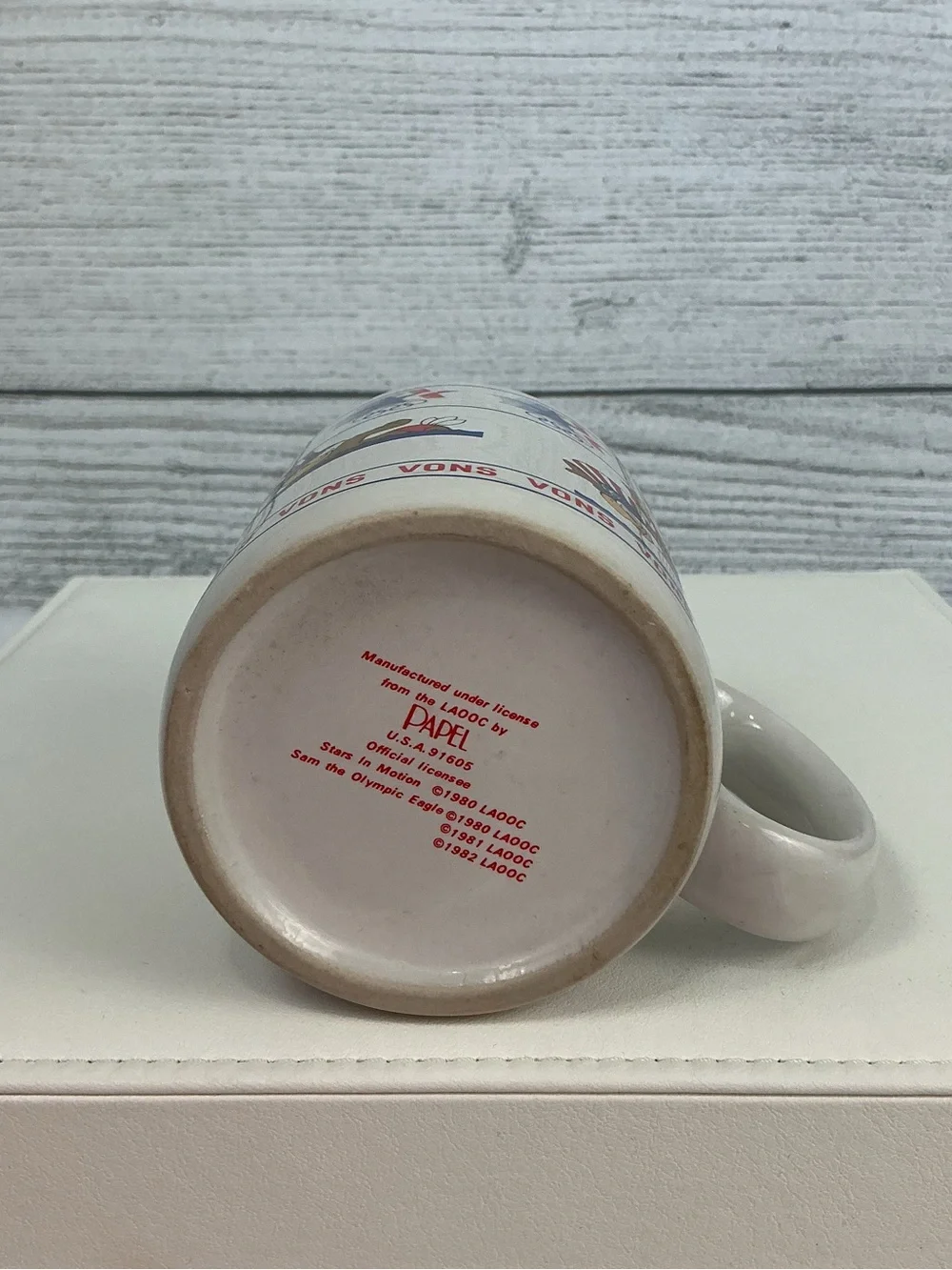 Vons Vintage 1984 Olympic Mascot Coffee Mugs - Set of 3 - Red, White & Blue